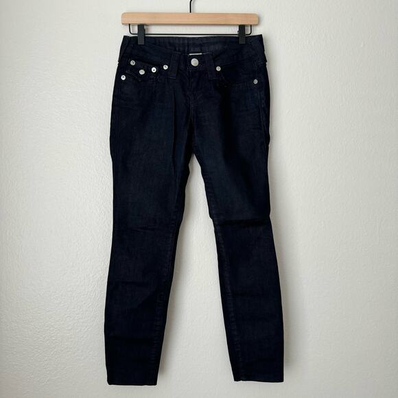 Vintage Y2K True Religion Womens Dark Skinny Jean Rhinestone Denim Pants Size 26 - Picture 2 of 11